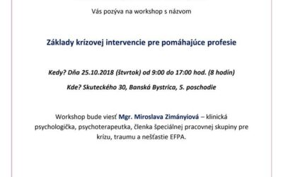 Workshop – Základy krízovej intervencie pre pomáhajúce profesie